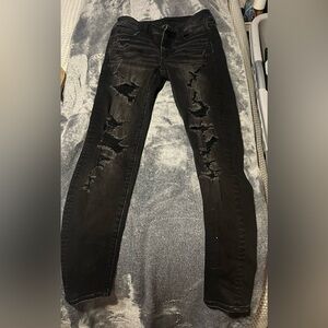 American Eagle distressed black jeans